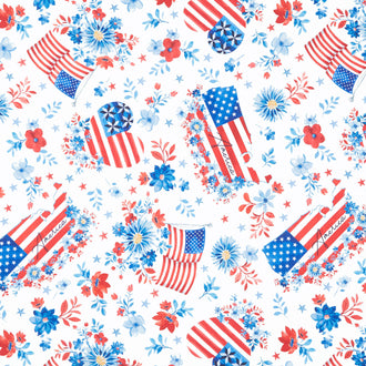 Faith, Family, Freedom - America the Beautiful White Yardage