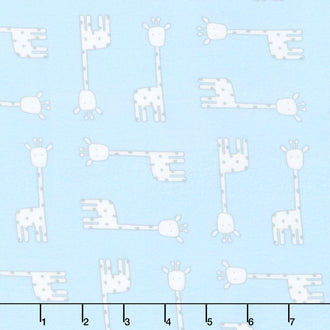 Penned Pals Flannel - Blue Colorstory Giraffes Blue Yardage