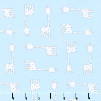Penned Pals Flannel - Blue Colorstory Giraffes Blue Yardage