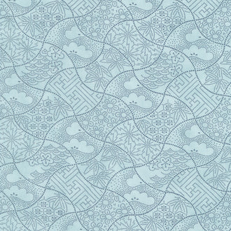 Indigo Blooming - Fuji Water Yardage