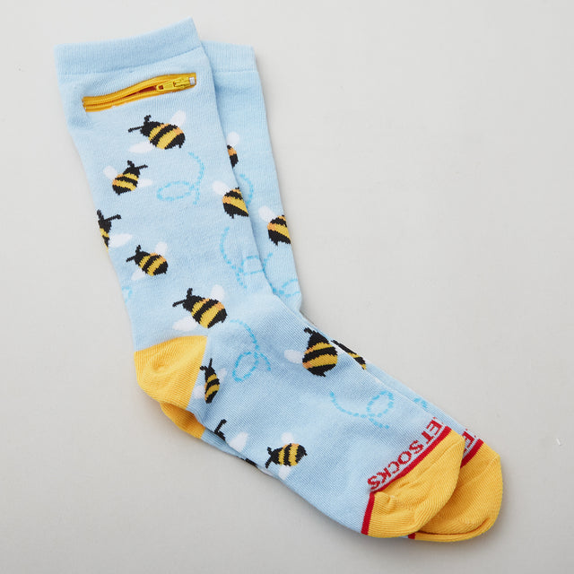 Pocket Socks Bees on Blue - Womens Primary Image