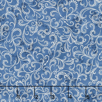Winter's Grandeur - Frost Ornate Scroll Evening Metallic Yardage