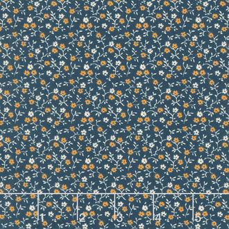 Circa - Sharp Cheddar Flourish Indigo Yardage
