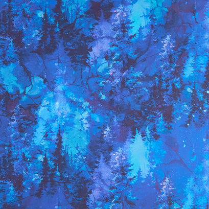 Illuminations - Trees Dark Blue Yardage