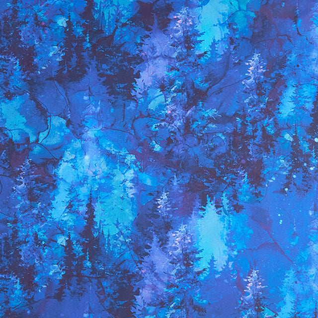 Illuminations - Trees Dark Blue Yardage Primary Image