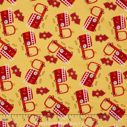 On Our Way - Firetrucks Yellow Yardage