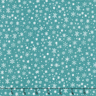 Ski Hill - Snowflakes Teal Yardage