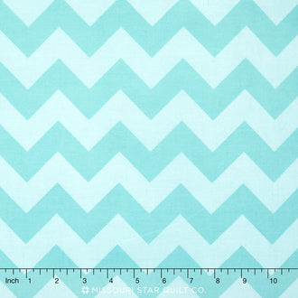 Medium Cotton Chevrons - Tone on Tone Aqua Yardage