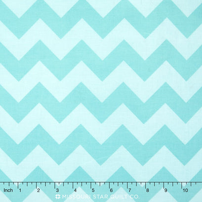 Medium Cotton Chevrons - Tone on Tone Aqua Yardage