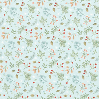 Magical Winterland - Foliage Blue Yardage