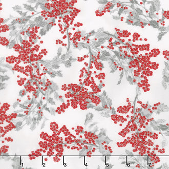 Winter White 3 - Ice Berries Ice Metallic Yardage