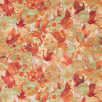 Oriental Gardens - Emblems Red Digitally Printed Yardage