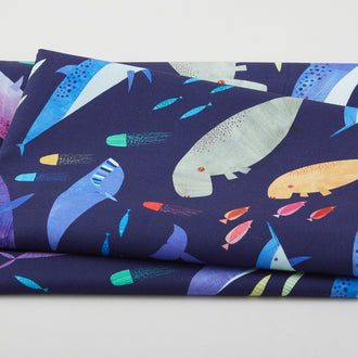 Colorful Aquatic - Friends of the Sea Navy 2 Yard Cut