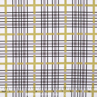 When Skies are Grey - Skies Plaid White Metallic Yardage