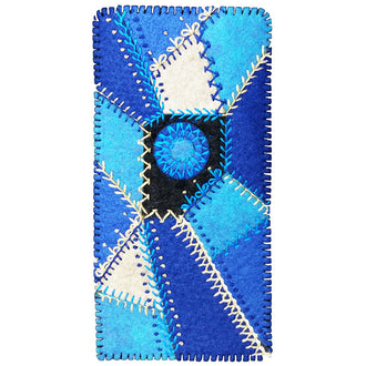 Crazy Quilt Eyeglass Case Kit - Blue