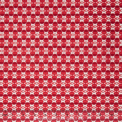 Postcards for Santa - Snowflakes Red Yardage