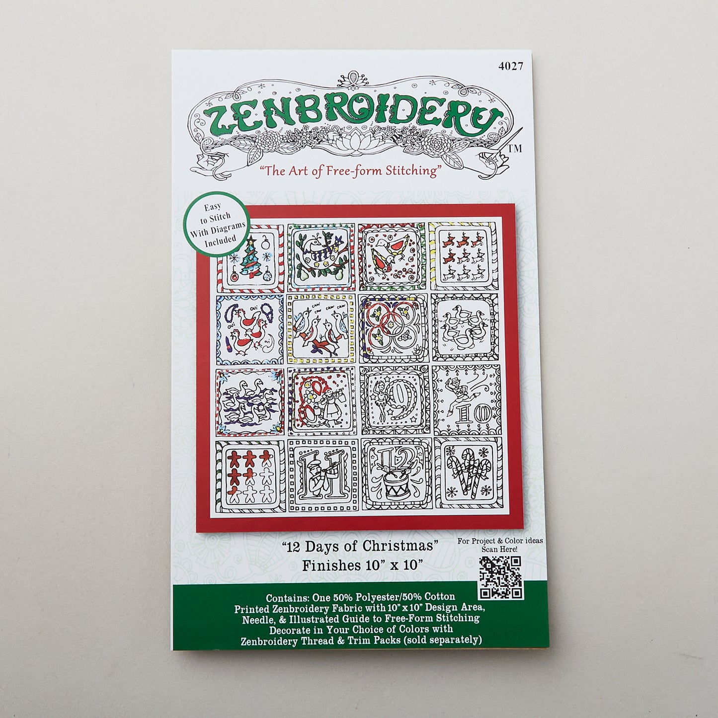 Zenbroidery Twelve Days of Christmas Embroidery Kit Alternative View #3