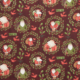 Up on the Housetop - Santa Holly Dark Cranberry Yardage