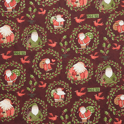 Up on the Housetop - Santa Holly Dark Cranberry Yardage