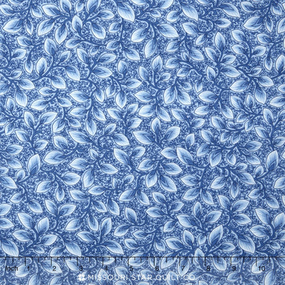 Country Manor - Navy Colorstory Leaves Blue Yardage