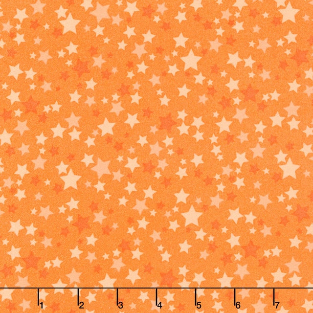 Playtime Flannel - Stars Orange Yardage Primary Image
