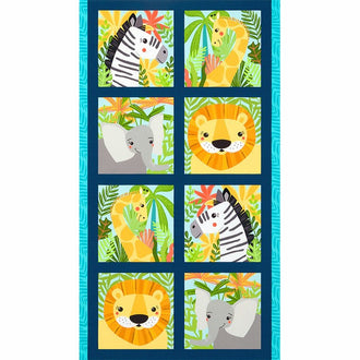 Safari Soiree - Animals Aqua Panel