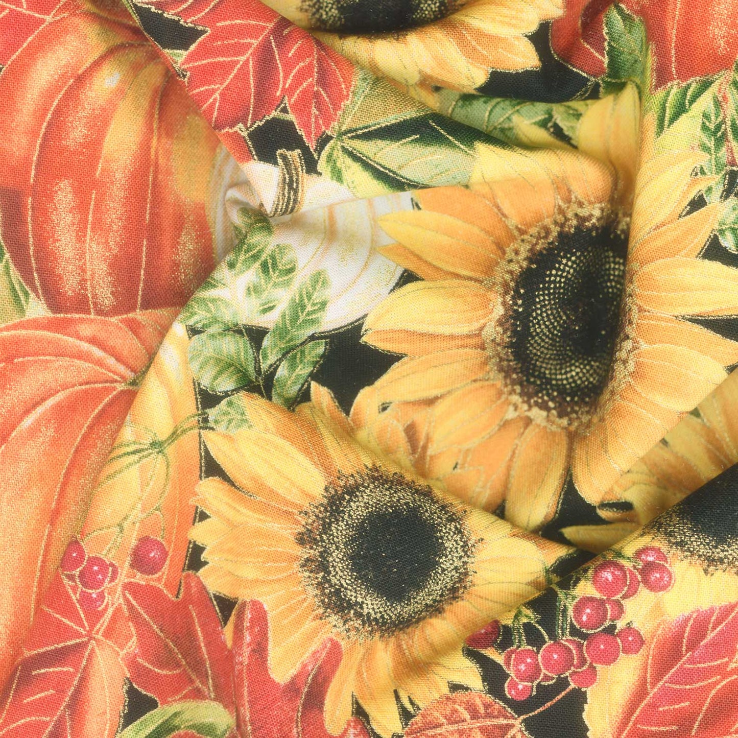 Fall Is In The Air - Harvest Floral Autumn Metallic Yardage Alternative View #1