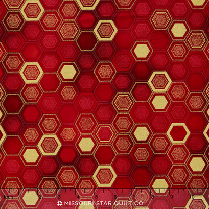 Winter's Grandeur - Crimson Metallic Yardage