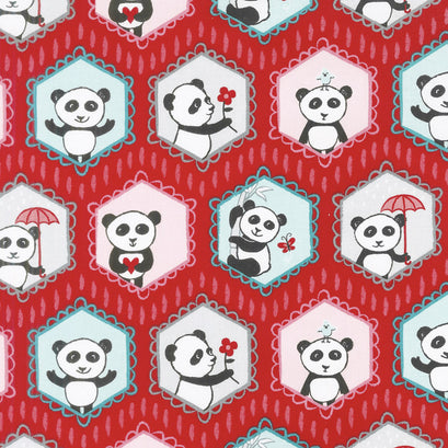 Panda Love - Main Red Yardage