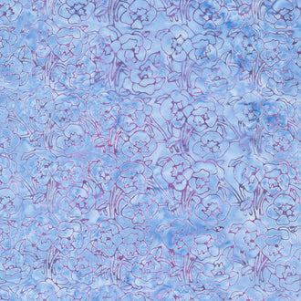 Poetic Bouquet Batiks - Pansy Powder Blue Yardage