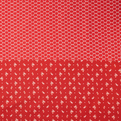 Celebrating 50 Years of Moda - Four In One Blender Print Red Yardage