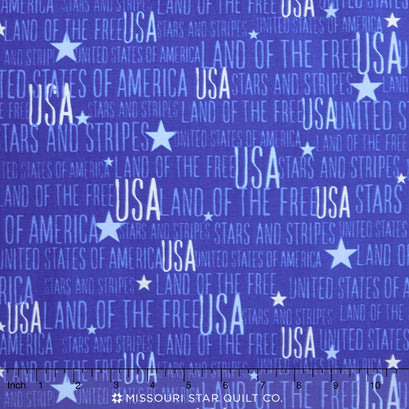 Stars & Stripes - Words Blue Yardage
