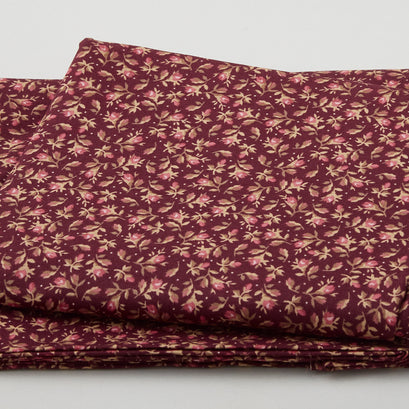Burgundy & Blush - Vintage Calico Burgundy 2 Yard Cut