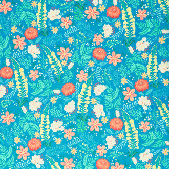 Faraway Florals - Floral Teal Blue Yardage