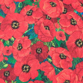 Poppy Dreams - Large Poppy Red Yardage