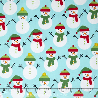 Jingle 4 - Winter Colorstory Snowmen Aqua Yardage