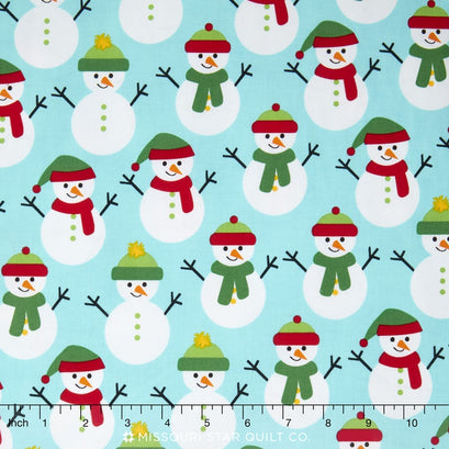 Jingle 4 - Winter Colorstory Snowmen Aqua Yardage