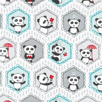 Panda Love - Main Light Gray Yardage
