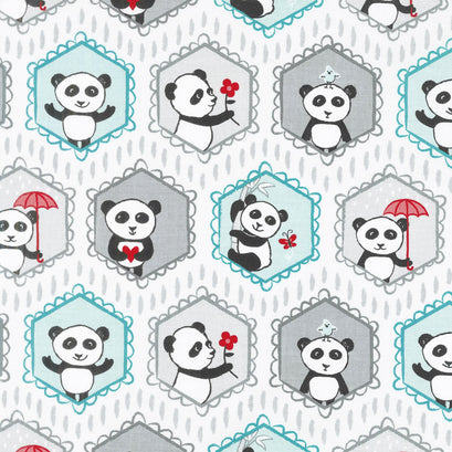 Panda Love - Main Light Gray Yardage