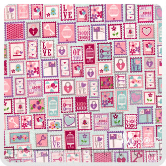 Lovey Dovey - Stamps Purple Yardage