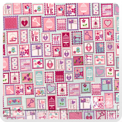 Lovey Dovey - Stamps Purple Yardage