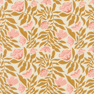 Folk and Lore - Dancing Flowers Mushroom Yardage