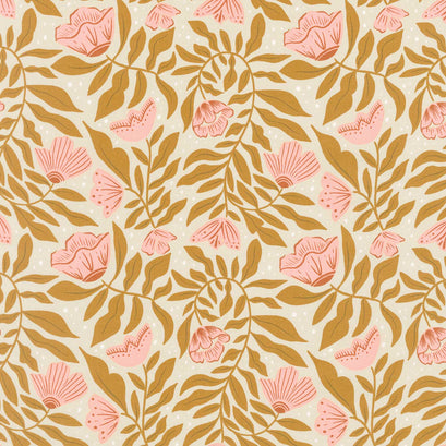 Folk and Lore - Dancing Flowers Mushroom Yardage