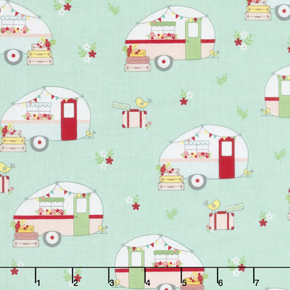 Vintage Adventure - Camper Aqua Yardage