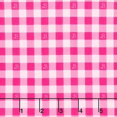 Barbie World - Barbie Gingham Hot Pink Yardage
