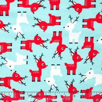Jingle - Glacier Reindeer Flannel Yardage
