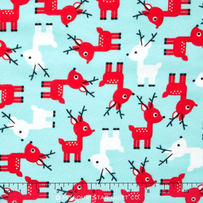 Jingle - Glacier Reindeer Flannel Yardage