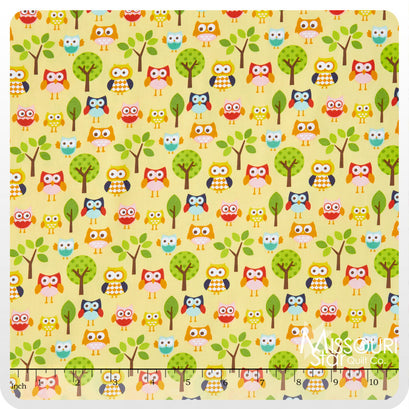 Lazy Day - Owls Yellow Yardage