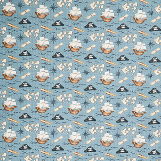 Pirates Ahoy - Treasure Map Blue Yardage