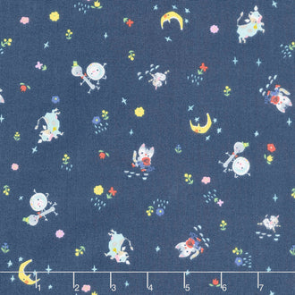 Once Upon a Rhyme - Diddle Blue Yardage